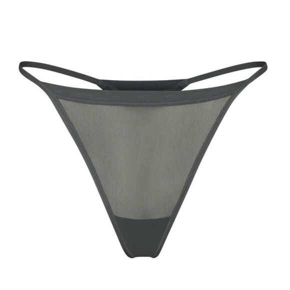 NWT SKIMS Summer Mesh Sheer Sexy Lingerie Thong In Deep Sea Sage Green Panty - Picture 1 of 4
